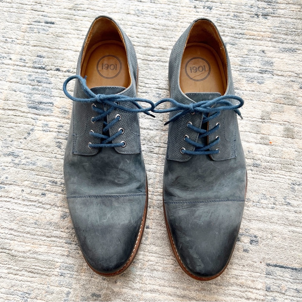 1901 Men's Blue Suede Leather Oxfors Shoes, Size 11, New without Box